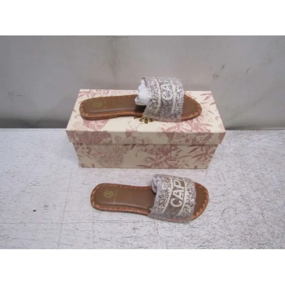 NWT DE SIENA CAPRI Designer Luxury Leather Glass Bead pool flats slides sandals - Picture 12 of 15